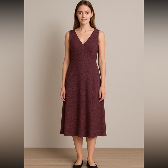 Ann Taylor Purple Midi Dress silk size 12 - Picture 2 of 7